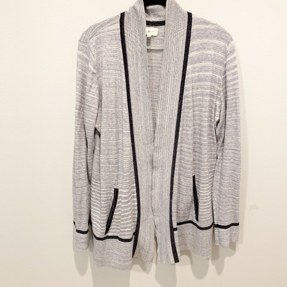 Lou & Grey Sweaters - Lou & Grey Striped Open Front Cardigan w/ Pockets